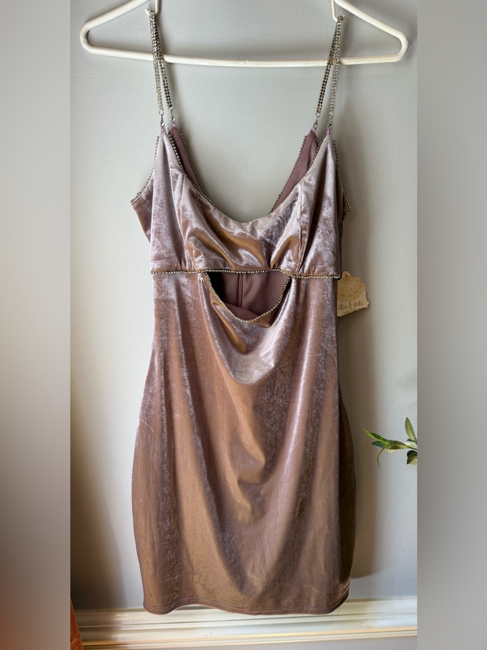 Altar’d‎ State NWT Velvet Rhinestone Cutout Mini Dress Purple Small